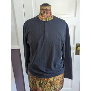 BYLT Henley Shirt Mens M Medium Drop Cut L/S Black Stretch Athleisure Gym Dad